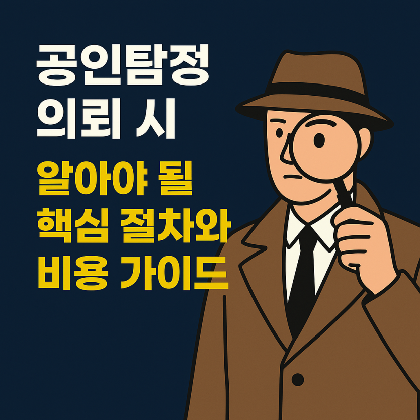 공인탐정 의뢰 시 필요한 절차와 비용을 안내하는 썸네일 이미지
